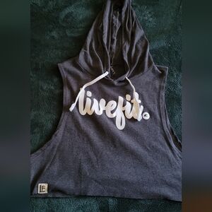Gray Livefit Crop Hoodie Tank